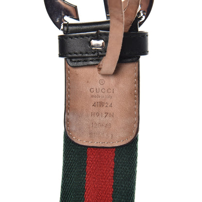 Gucci Calfskin Web Interlocking G Belt 120 48 Dark Brown 4 of 9