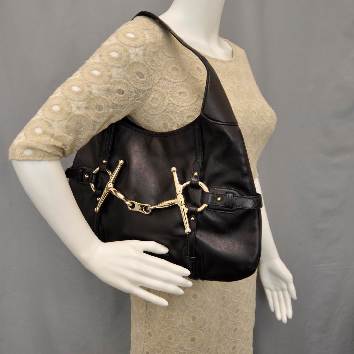 Leather Horsebit 85th Anniversary Hobo Black