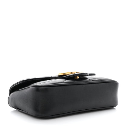 Gucci Calfskin Matelasse Super Mini GG Marmont Shoulder Bag Black 4 of 10
