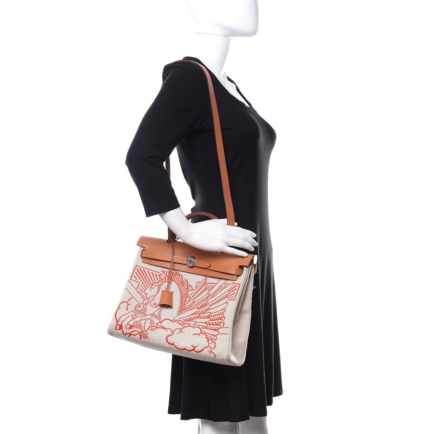 Hermes Vache Hunter Toile Pegase Pop Herbag Zip Retourne 31 PM Capucine Ecru 2 of 11