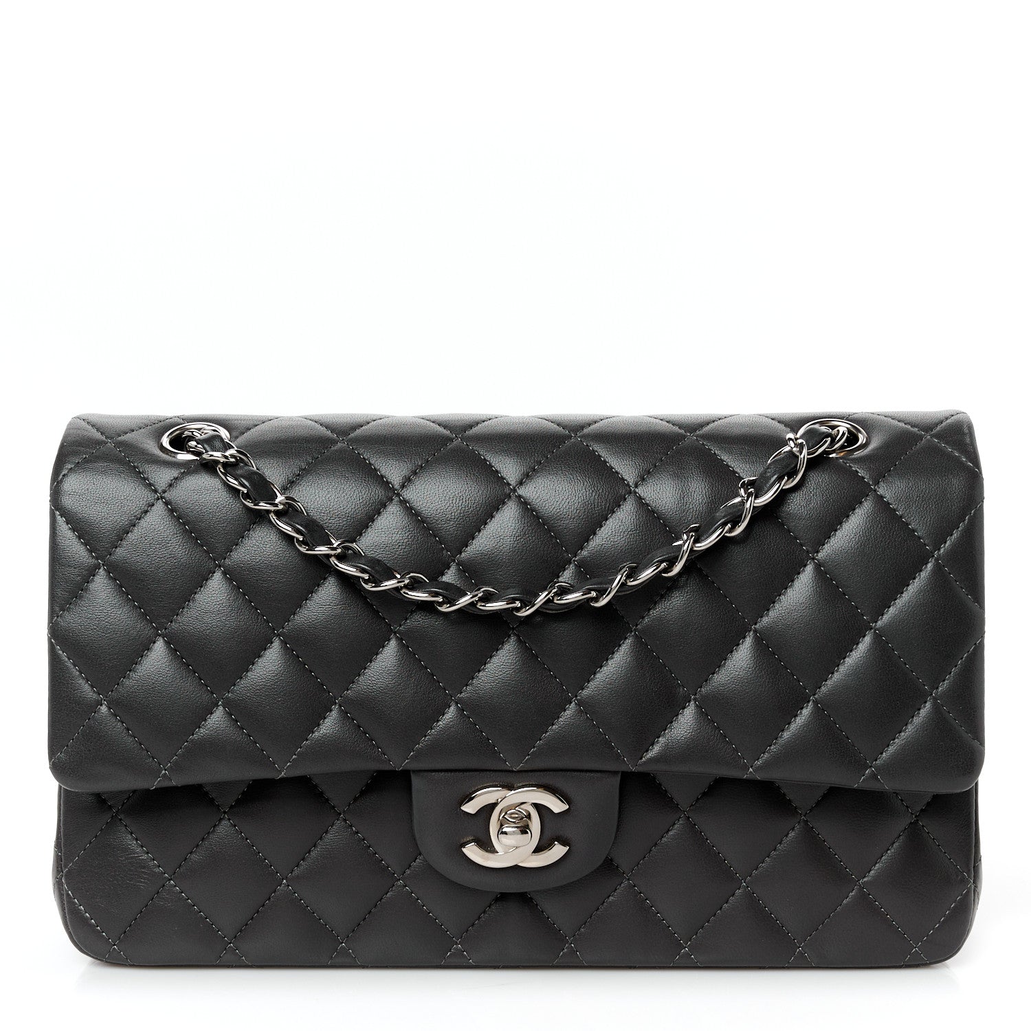 Chanel Lambskin Quilted Medium Double Flap Dark Grey 1 of 11
