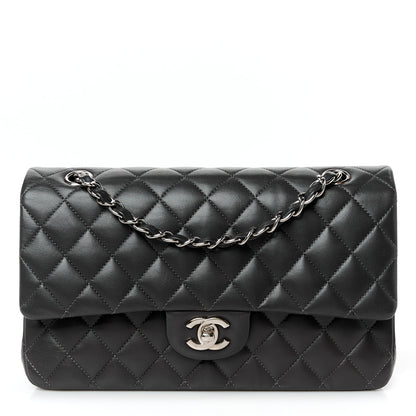 Chanel Lambskin Quilted Medium Double Flap Dark Grey 1 of 11