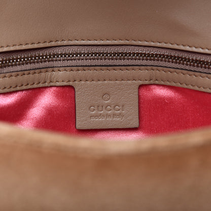 Gucci Velvet Matelasse Small GG Marmont Shoulder Bag Taupe 8 of 11
