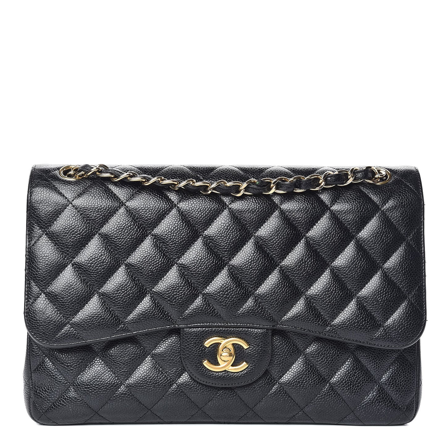 Caviar Quilted Jumbo Double Flap Black
