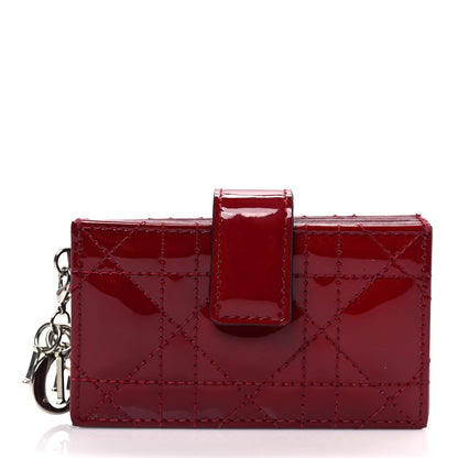 Christian Dior Patent Cannage Lady Dior 5-Gusset Card Holder Scarlet 1 of 7