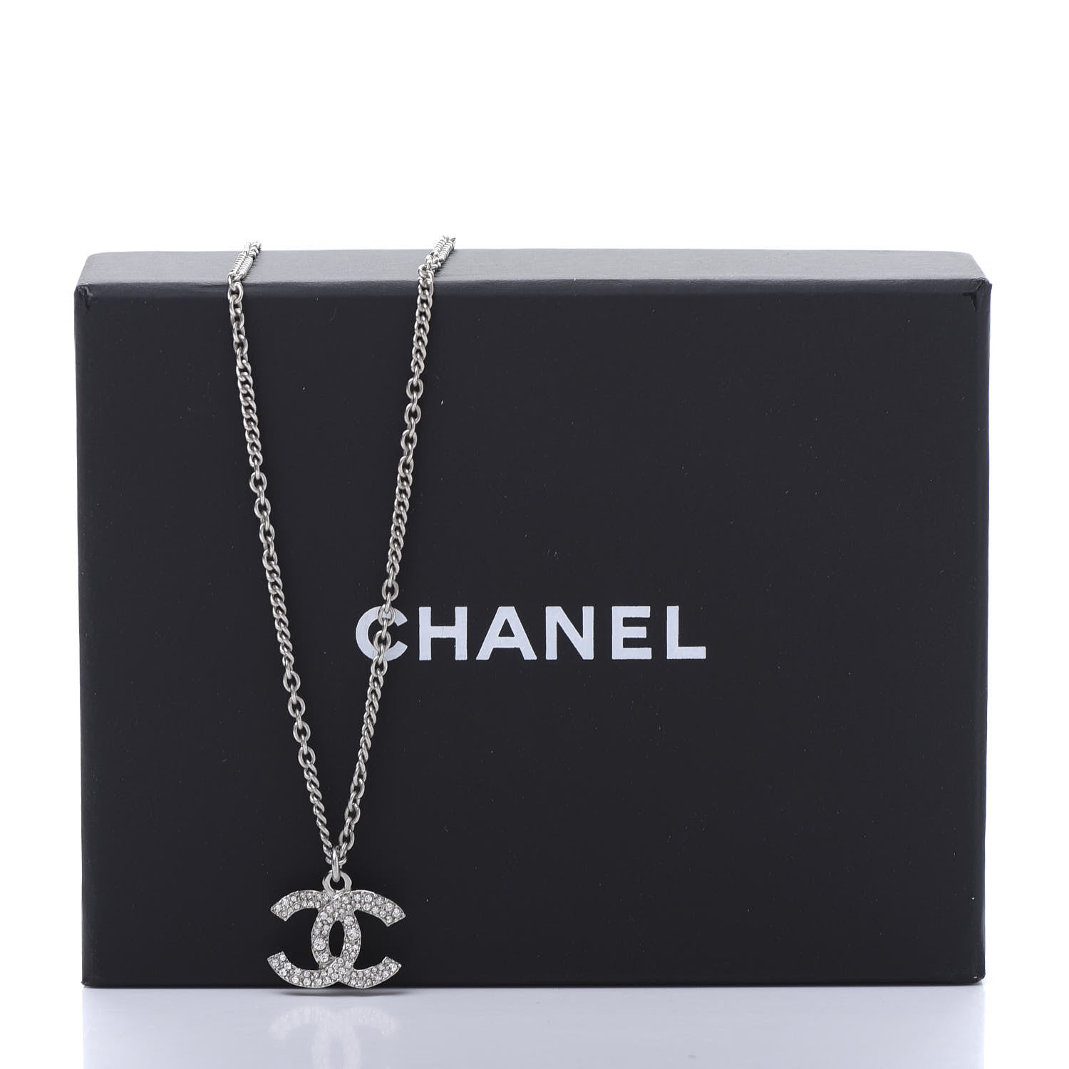 Chanel Crystal CC Necklace Silver 7 of 7