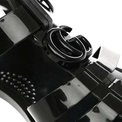 Gucci Shiny Rubber Double G Buckle Strap Sandals 10 Black 9 of 14