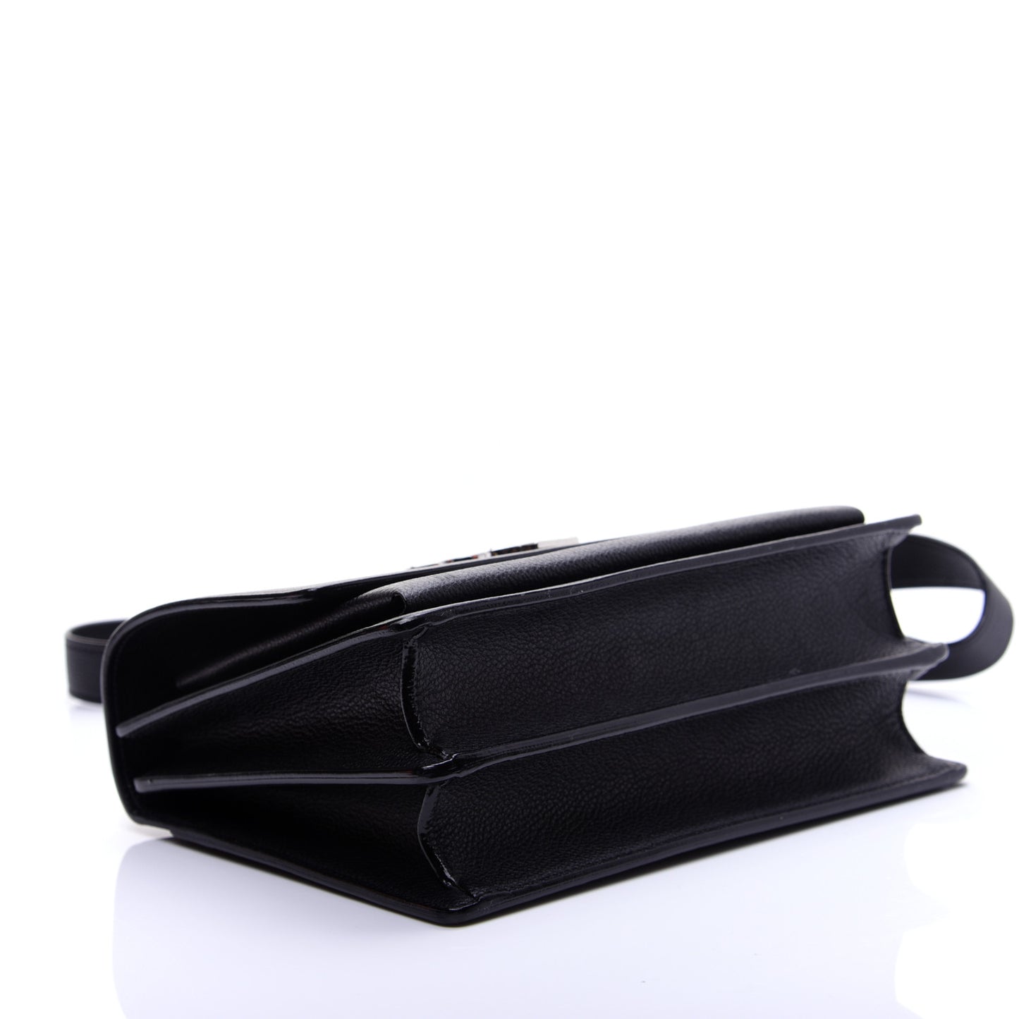 Grained Calfskin Medium Monogram Sunset Satchel Black