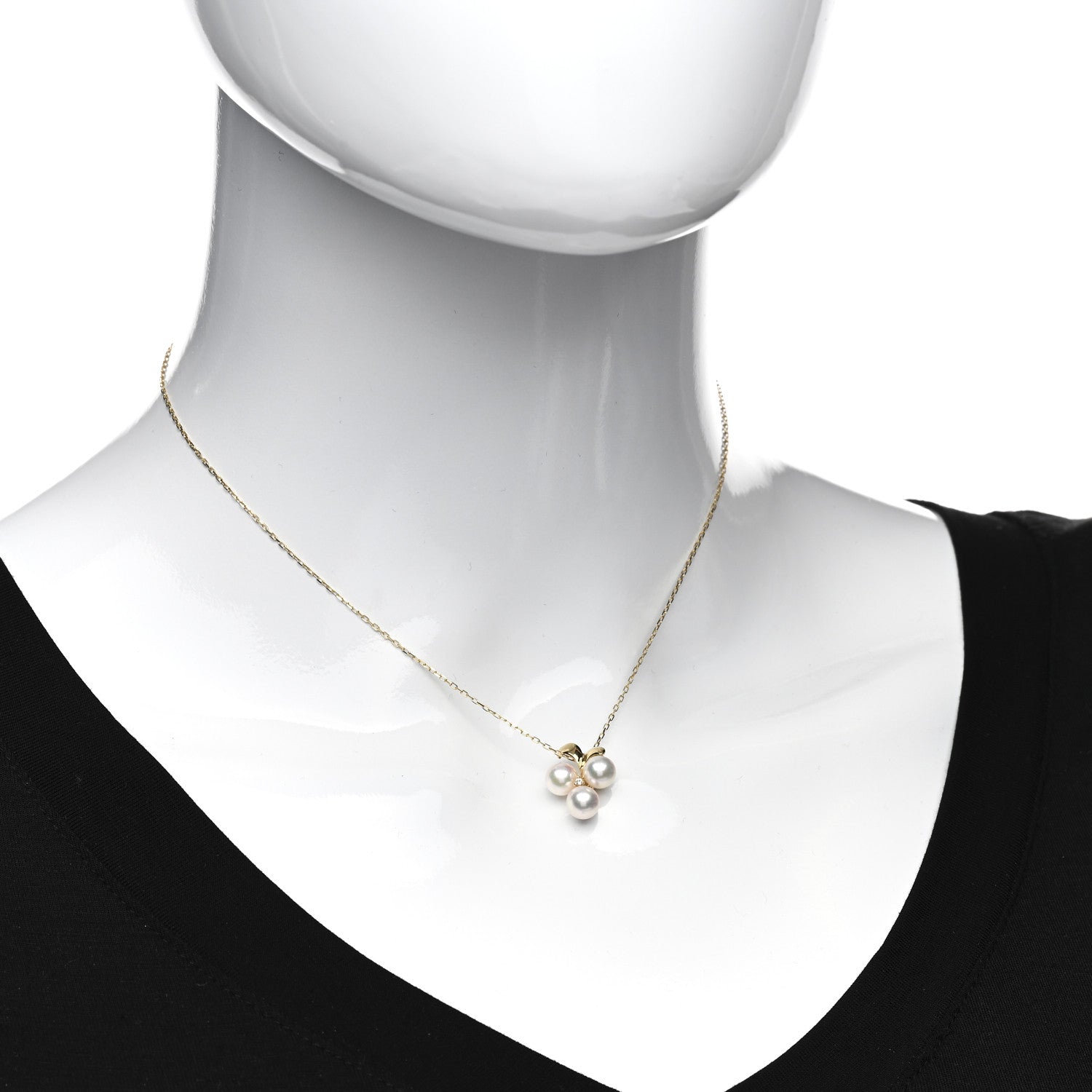 Mikimoto 18K Yellow Gold Diamond Akoya Pearl Vine Pendant Necklace 2 of 4