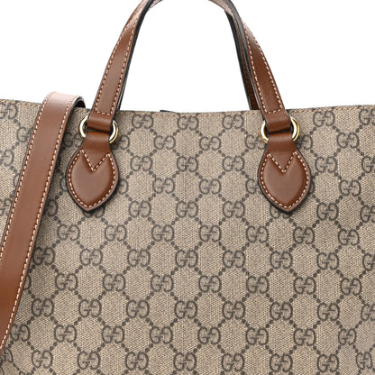 Gucci Soft GG Supreme Monogram Small Crossbody Tote Beige Cuir 7 of 11