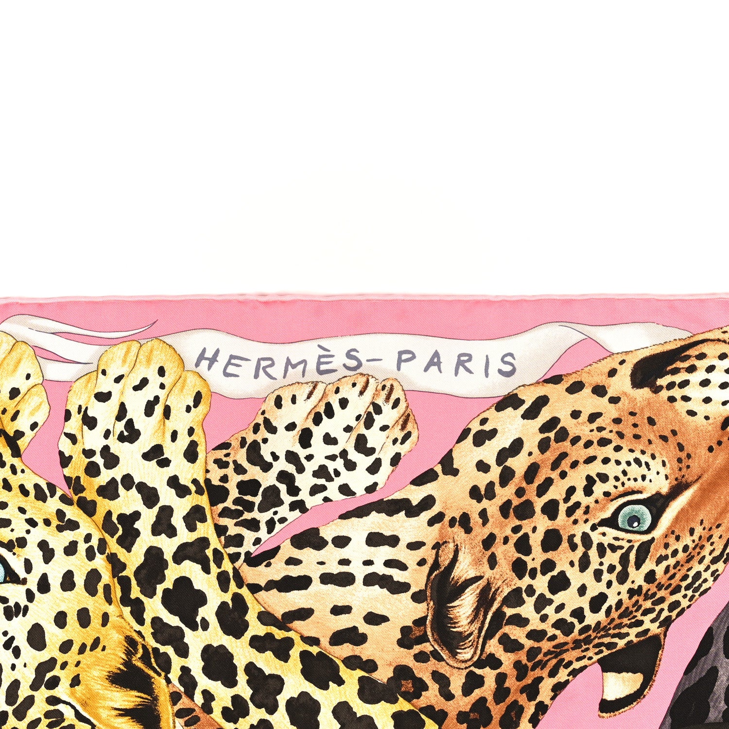 Hermes Silk Twill Lazy Leopardesses Scarf 90 Rose Vif Anthracite 2 of 3