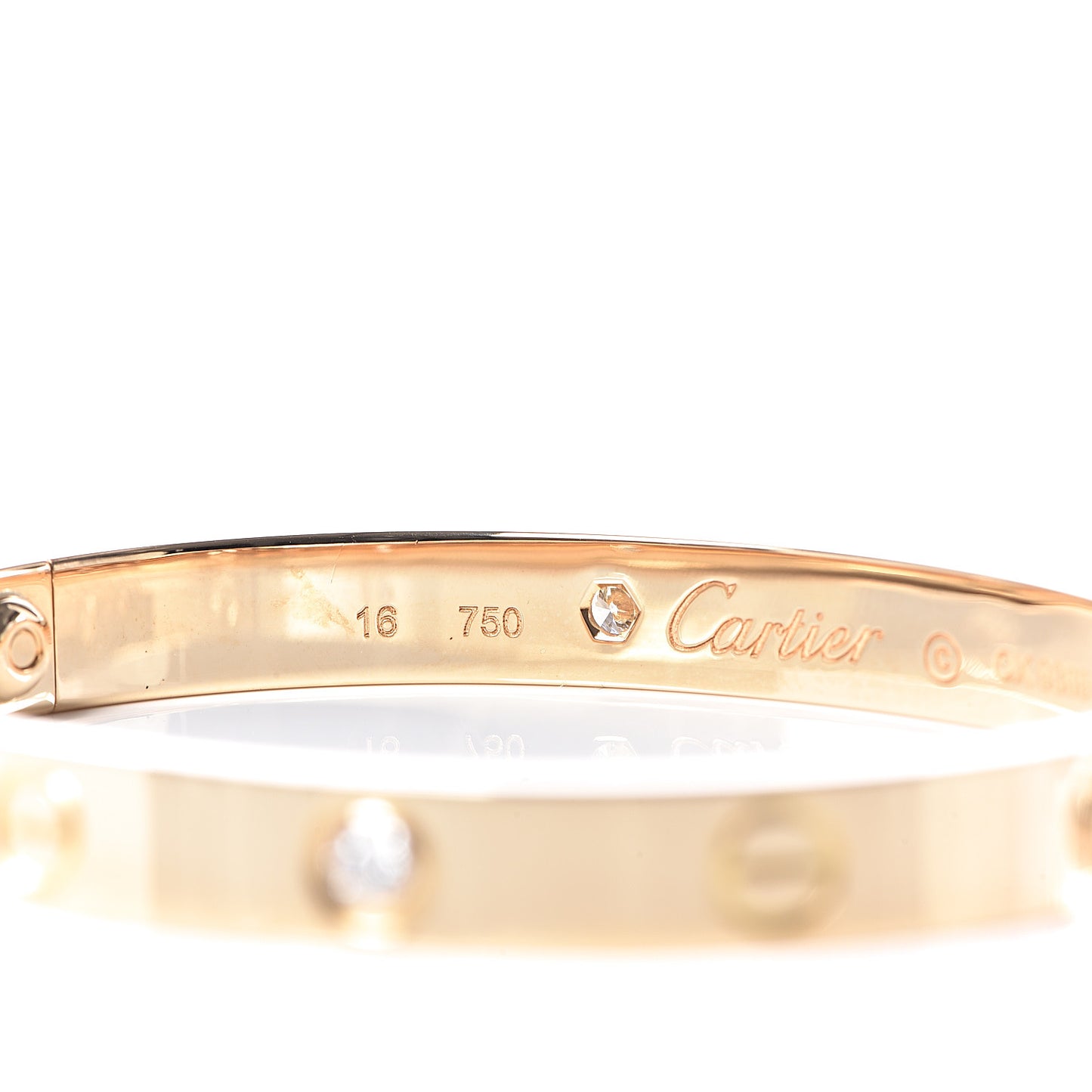 18K Yellow Gold 4 Diamond LOVE Bracelet 16