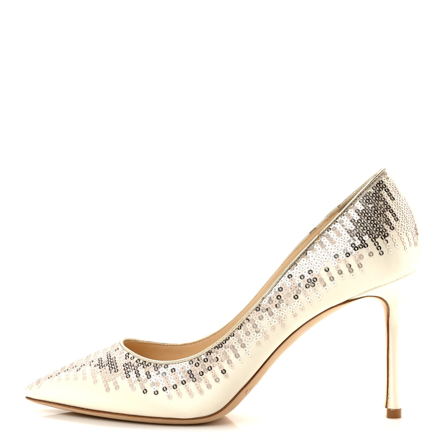 Satin Degrade Sequins Romy 85 Pumps 40 Ivory Platinum