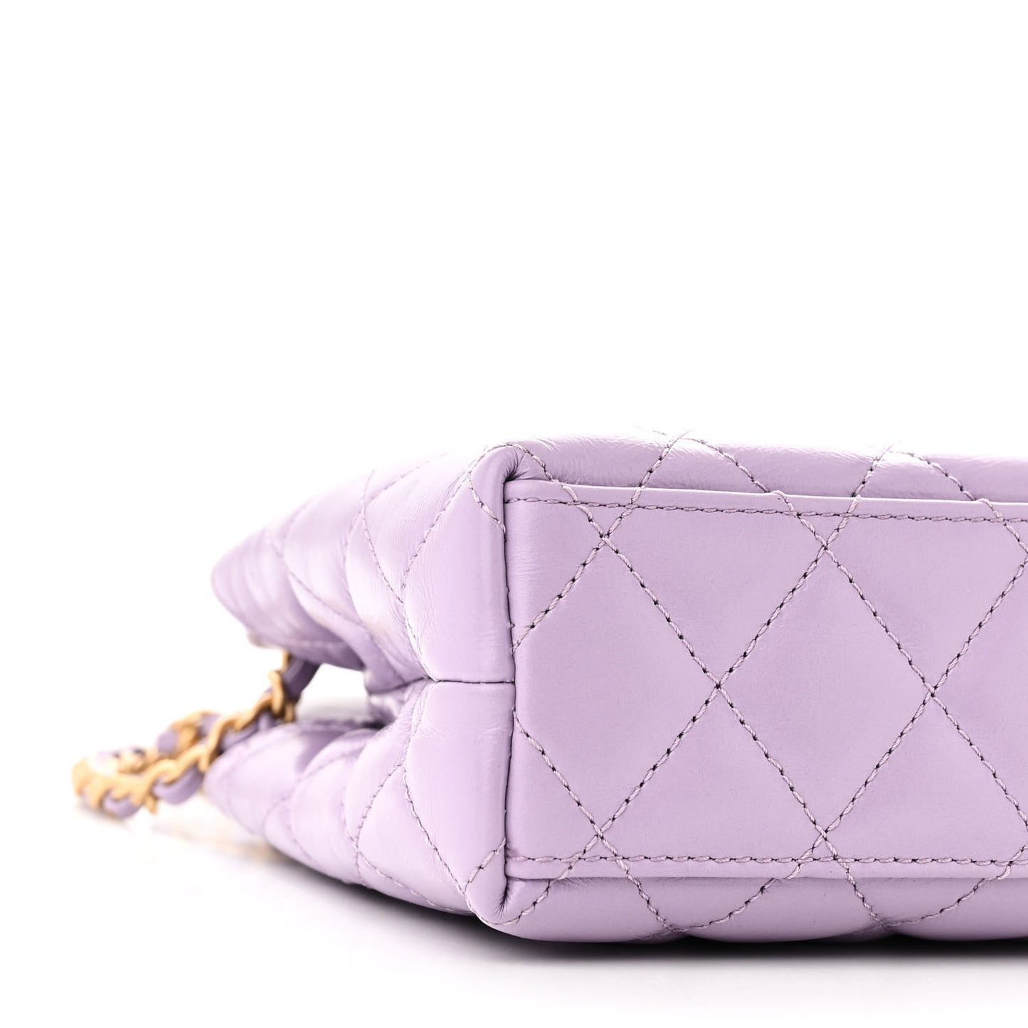 Shiny Aged Calfskin Quilted Nano Kelly Shopper Lilac