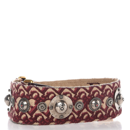 Christian Dior Oblique Studded Shoulder Strap Burgundy 2 of 5