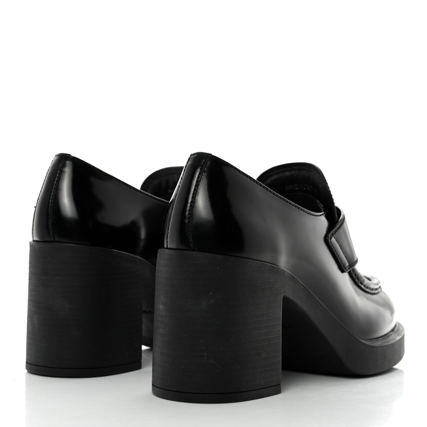 Spazzolato Metal Triangle Logo 85mm Loafers 38 Black