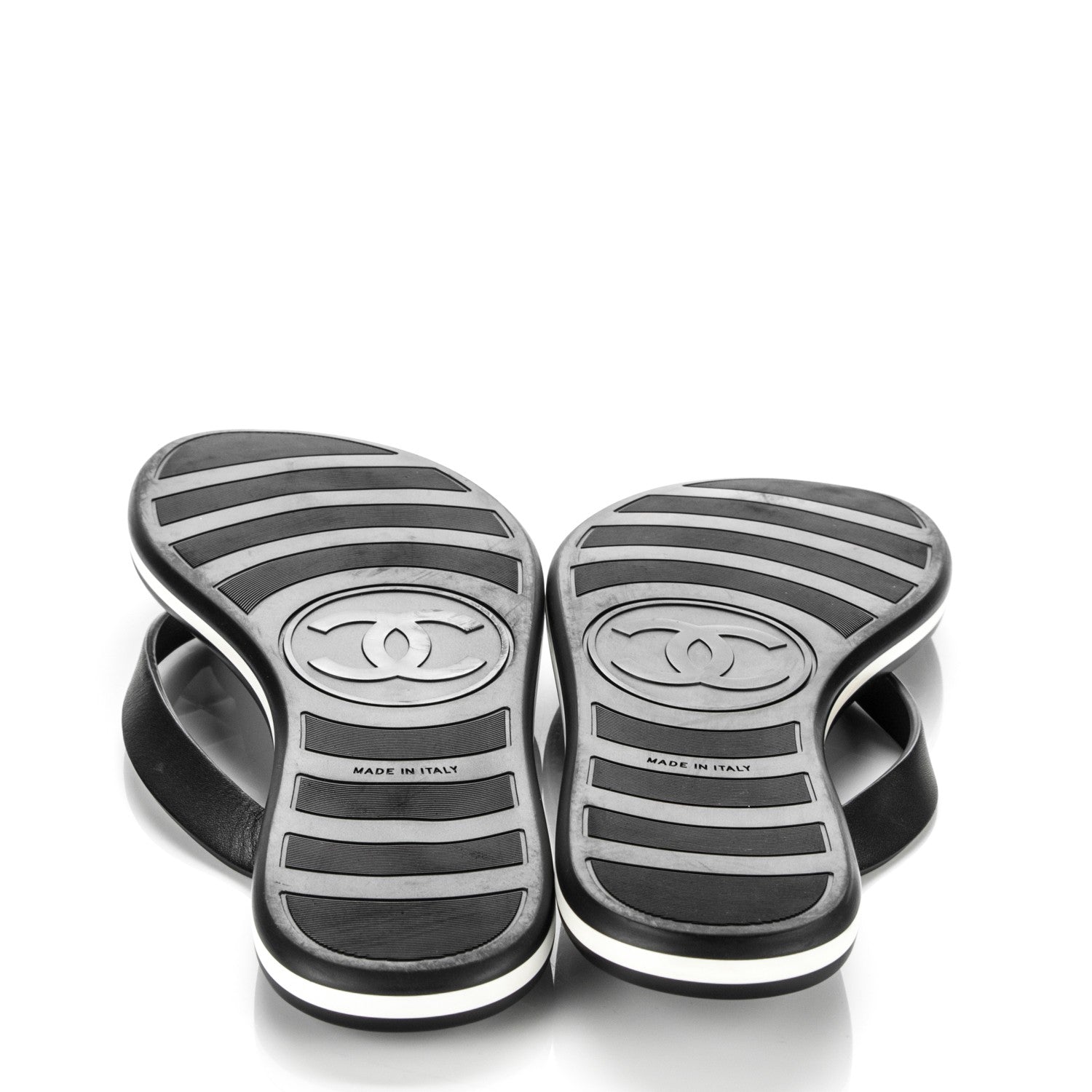 Chanel Calfskin Rubber Thong Sandals 35.5 Black 5 of 7