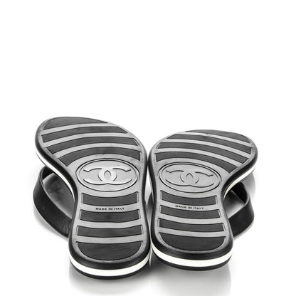 Chanel Calfskin Rubber Thong Sandals 35.5 Black 5 of 7