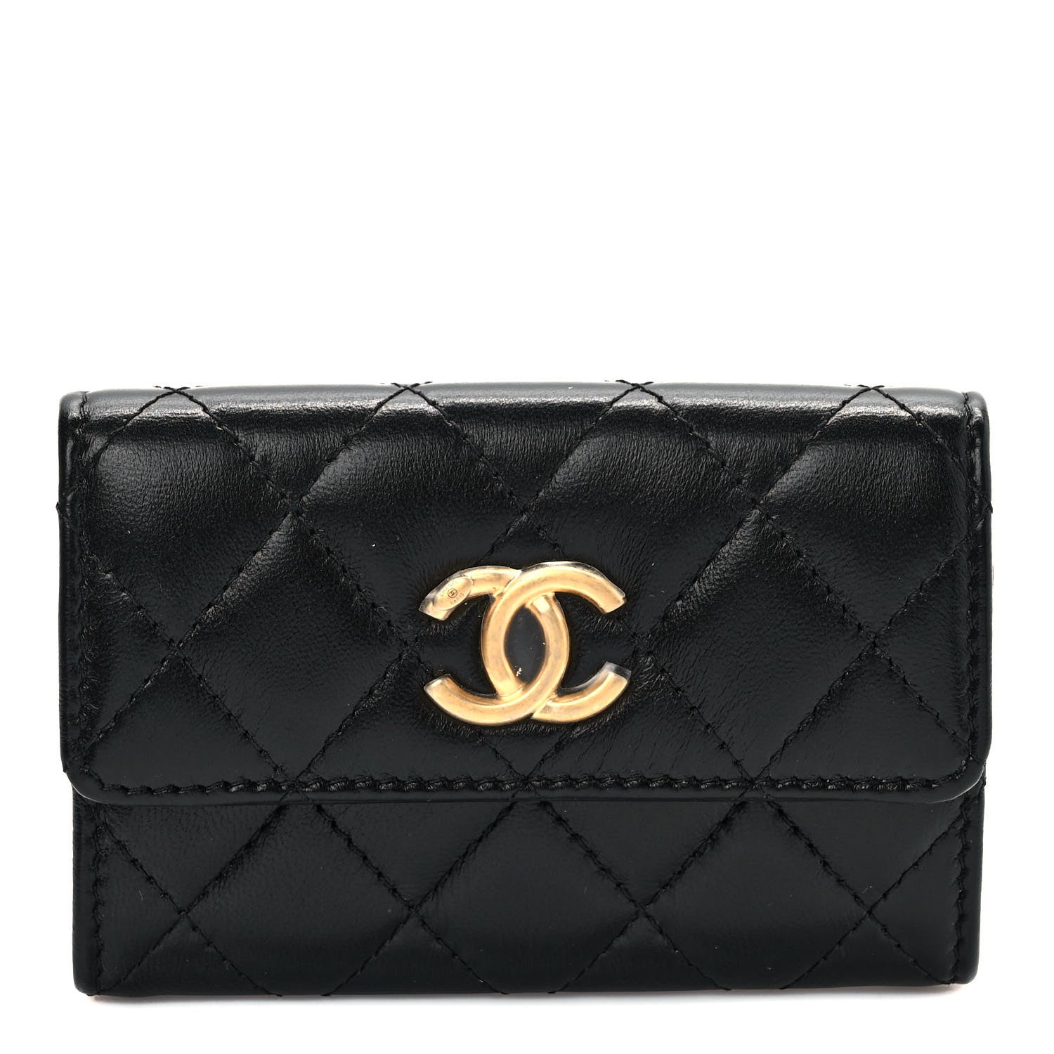Chanel Lambskin Quilted Flap Card Holder Wallet Black 1 of 7