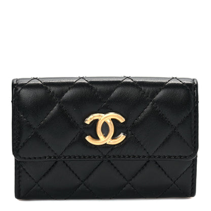Chanel Lambskin Quilted Flap Card Holder Wallet Black 1 of 7