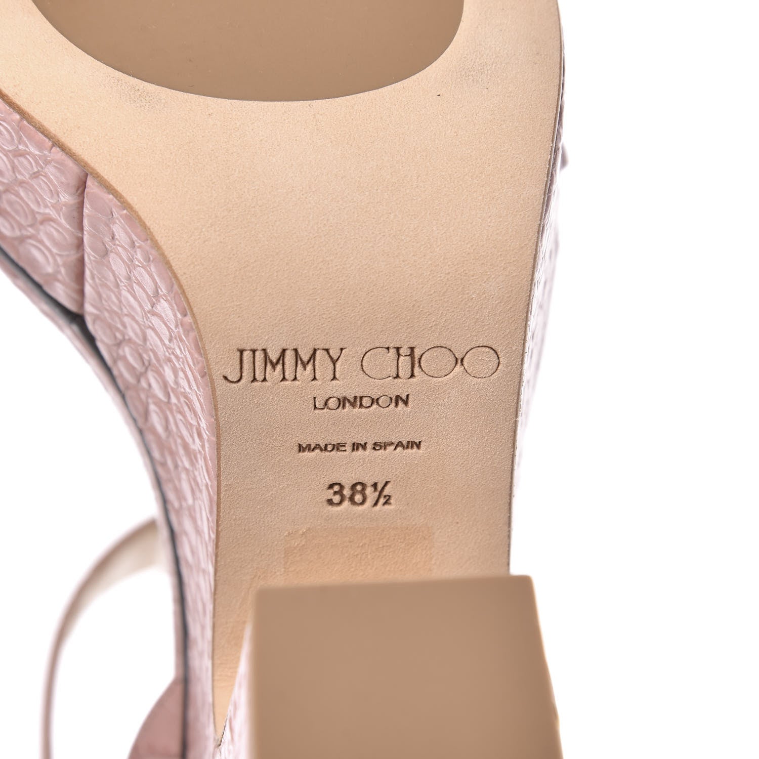 Jimmy Choo Crocodile Embossed Calfskin Aimee 125 Platform Sandals 38.5 Blush 7 of 8