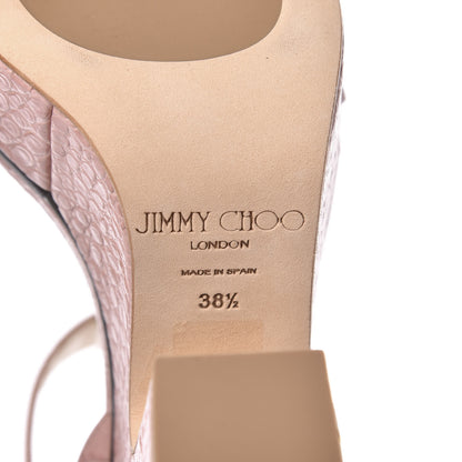Jimmy Choo Crocodile Embossed Calfskin Aimee 125 Platform Sandals 38.5 Blush 7 of 8