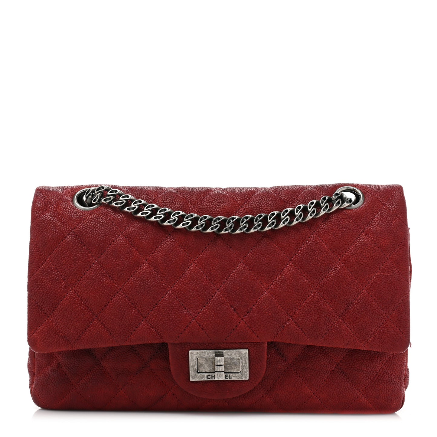 Washed Caviar Quilted 2.55 Reissue 225 Bijoux Chain Flap Red