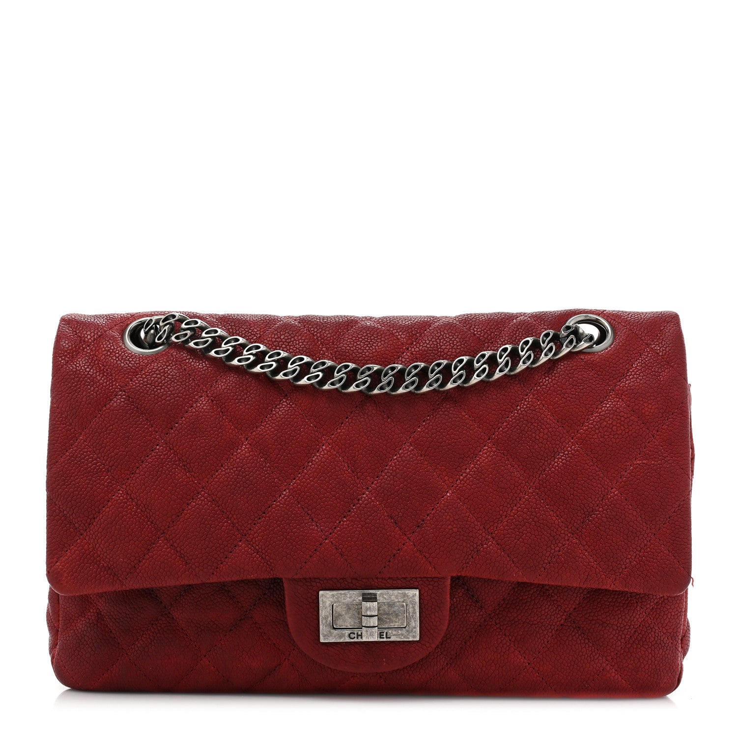 Chanel Washed Caviar Quilted 2.55 Reissue 225 Bijoux Chain Flap Red 1 of 19