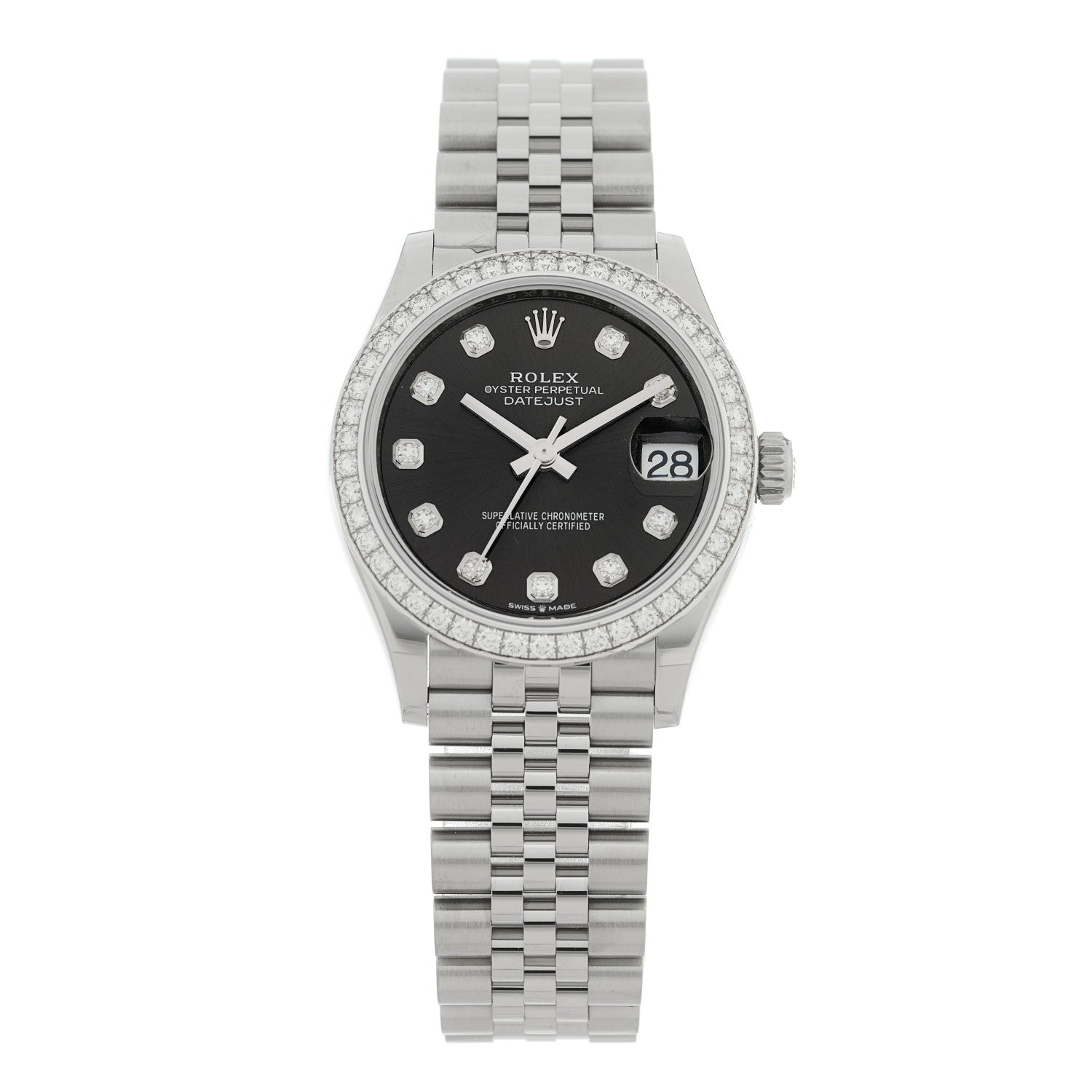 Rolex Stainless Steel 18K White Gold Diamond Bezel 31mm Oyster Perpetual Datejust Watch Dark Grey 278384RBR 1 of 5