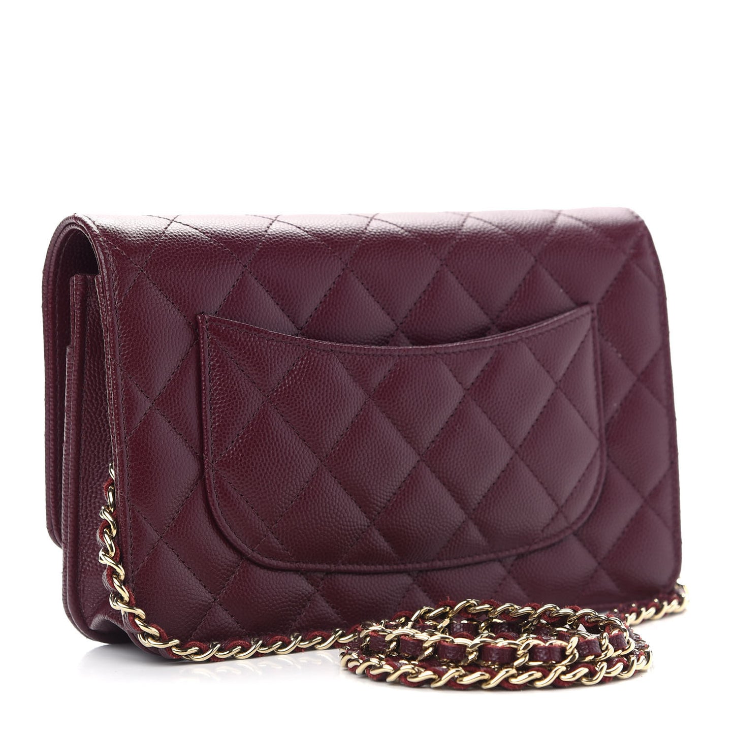 Caviar Quilted Wallet on Chain WOC Burgundy