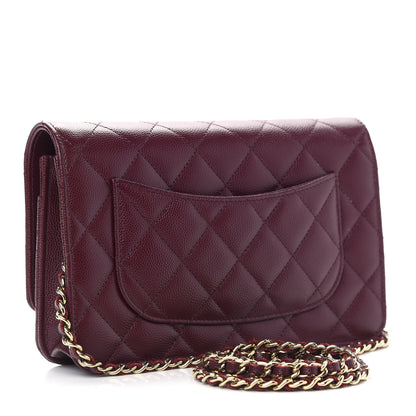 Chanel Caviar Quilted Wallet on Chain WOC Burgundy 3 of 10