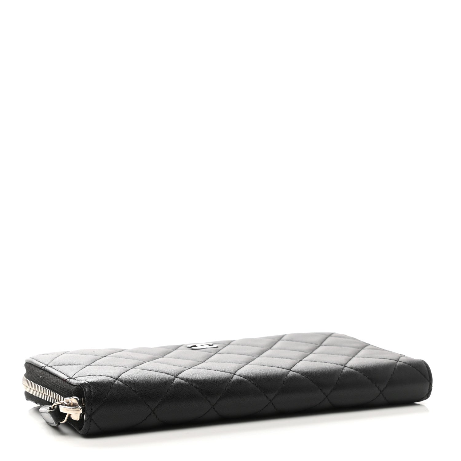 Chanel Lambskin Quilted Large Gusset Zip Around Wallet Black 4 of 8