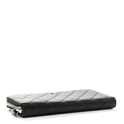 Chanel Lambskin Quilted Large Gusset Zip Around Wallet Black 4 of 8