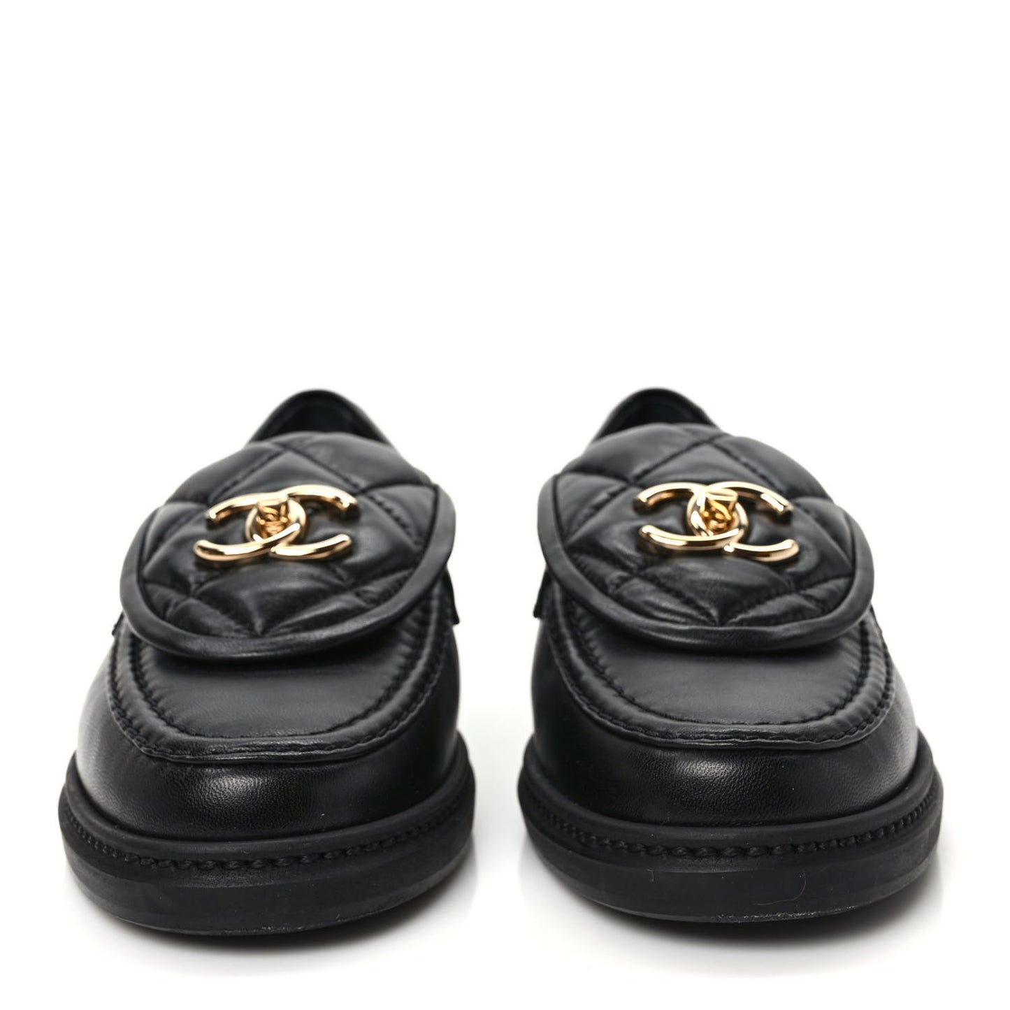 Lambskin Quilted CC Turnlock Loafers 35.5 Black