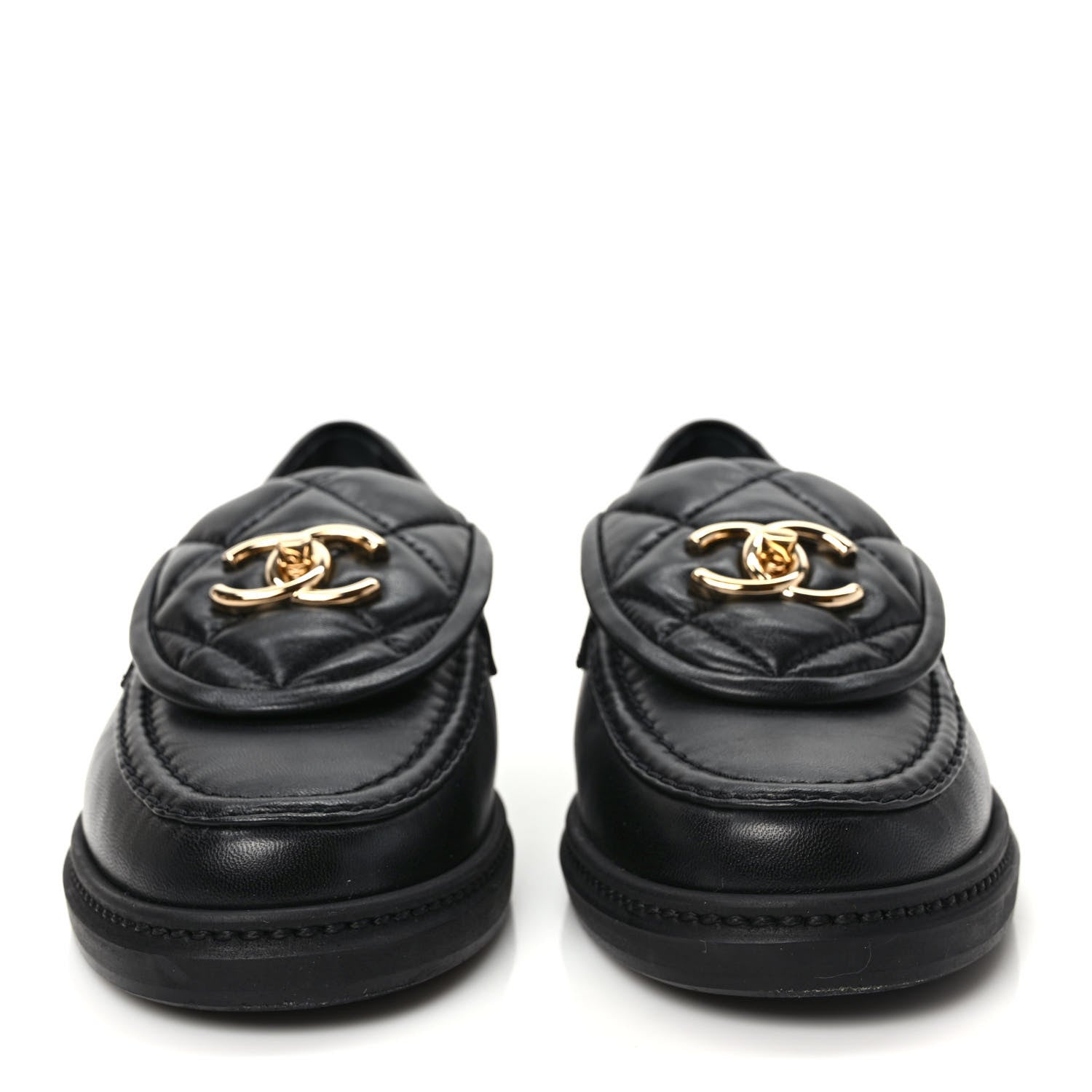 Chanel Lambskin Quilted CC Turnlock Loafers 35.5 Black 2 of 7