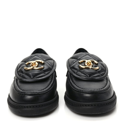 Chanel Lambskin Quilted CC Turnlock Loafers 35.5 Black 2 of 7