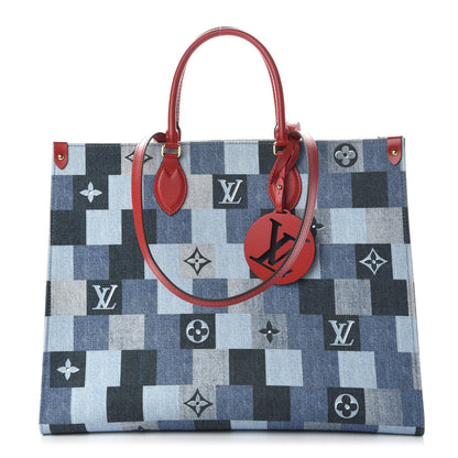 Louis Vuitton Denim Damier Monogram Onthego Blue Rouge 1 of 10