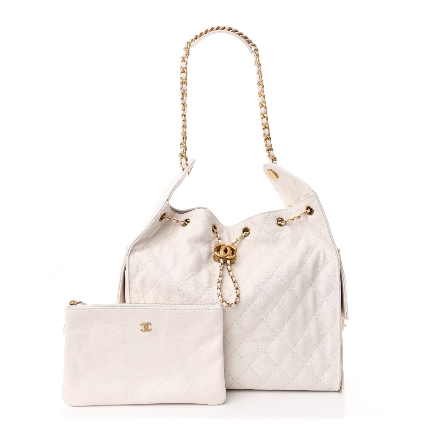 Caviar Quilted Medium Chanel 25 Handbag White