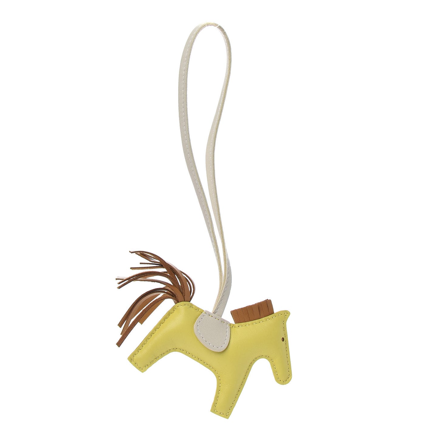 Milo Lambskin Grigri Rodeo Horse Bag Charm PM Lime Sesame Craie