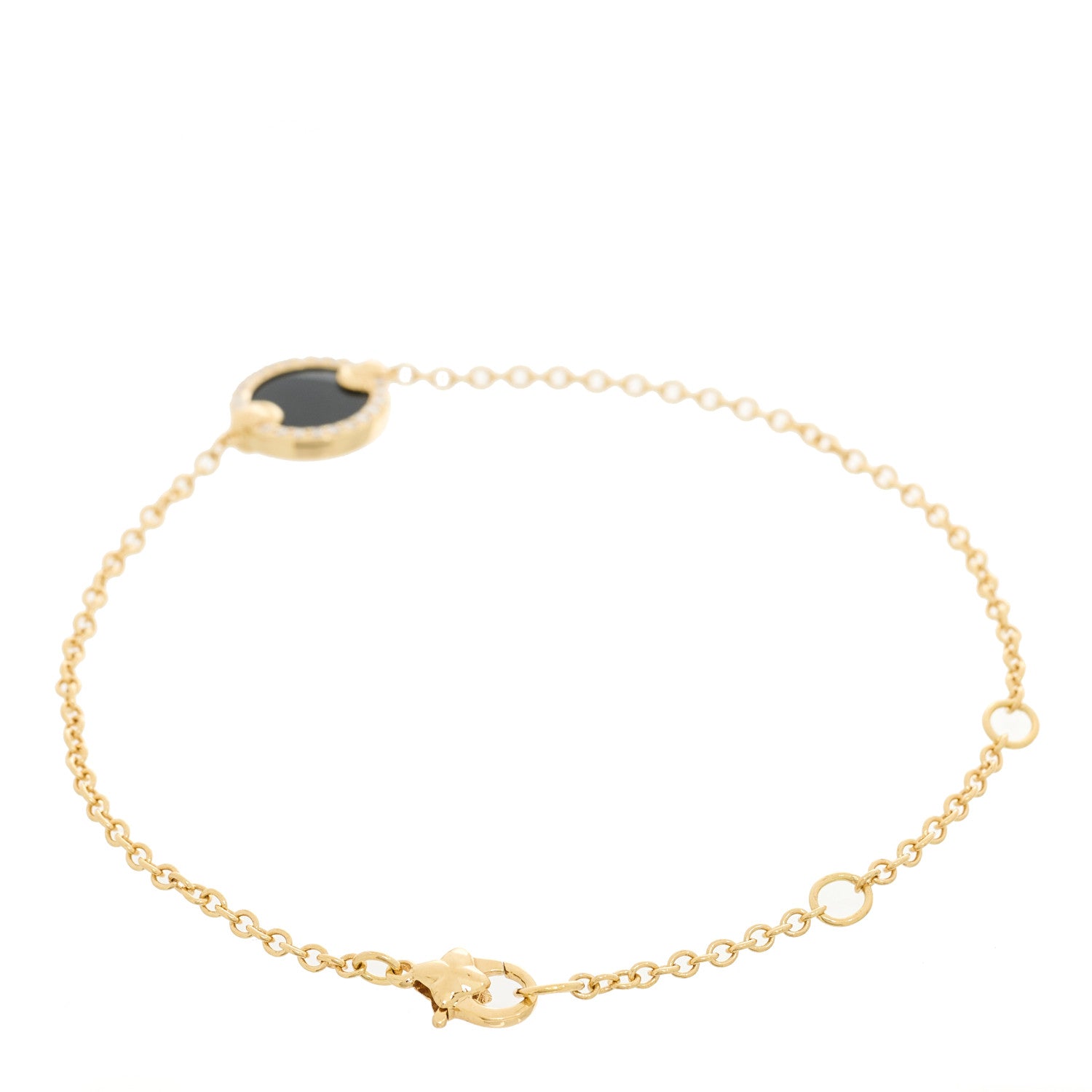 David Yurman 18K Yellow Gold Diamond Black Onyx Petite Elements Bracelet 2 of 3