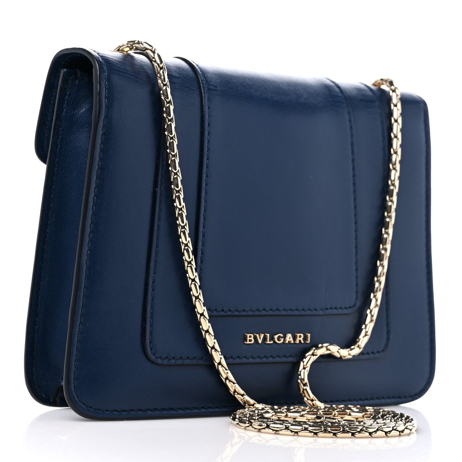 Bulgari Calfskin Small Serpenti Forever Snake Strap Crossbody Bag Navy 4 of 11