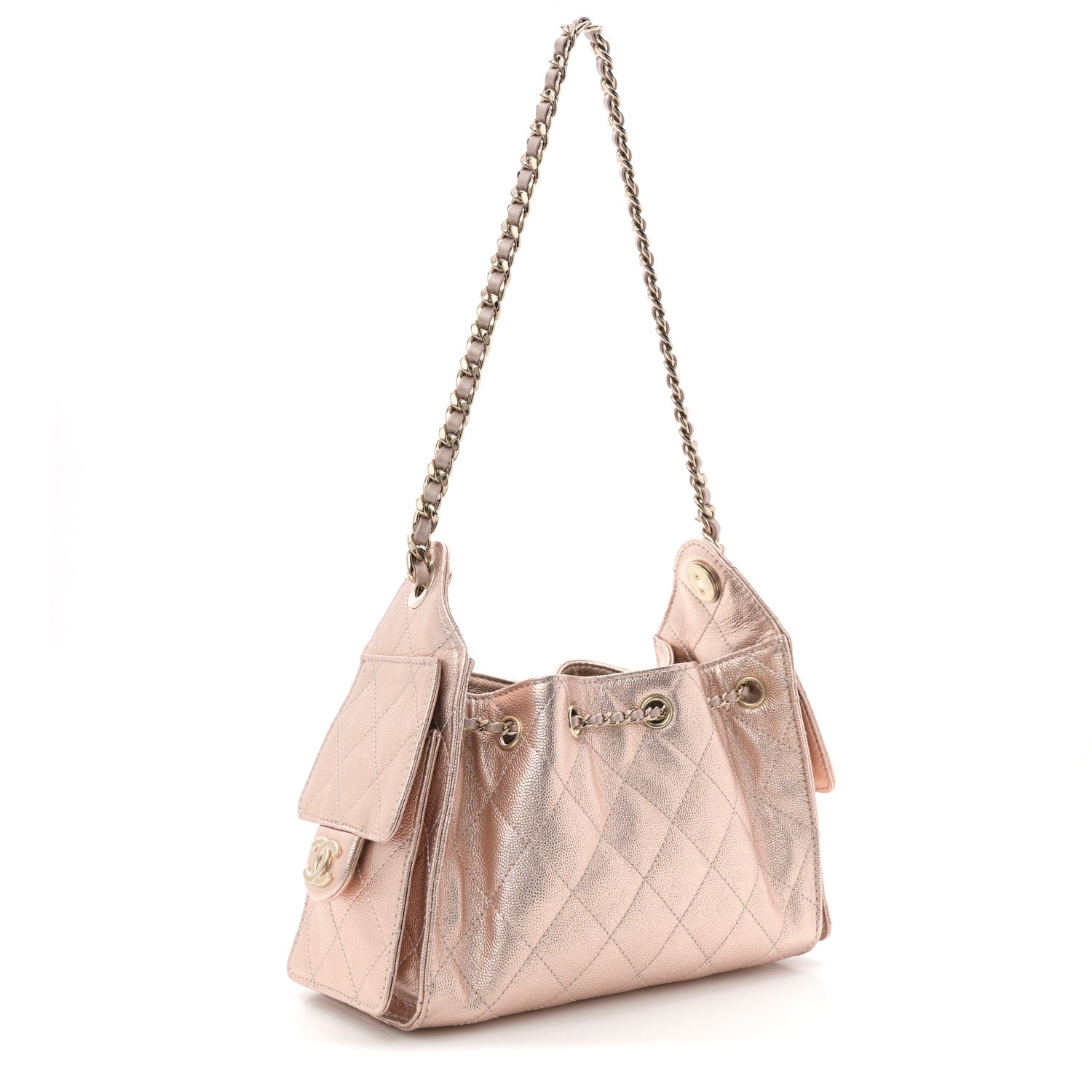 Chanel Metallic Caviar Quilted Mini Chanel 25 Handbag Copper 3 of 10