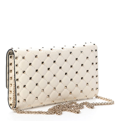 Valentino Garavani Nappa Rockstud Spike Wallet on Chain Light Ivory 3 of 9