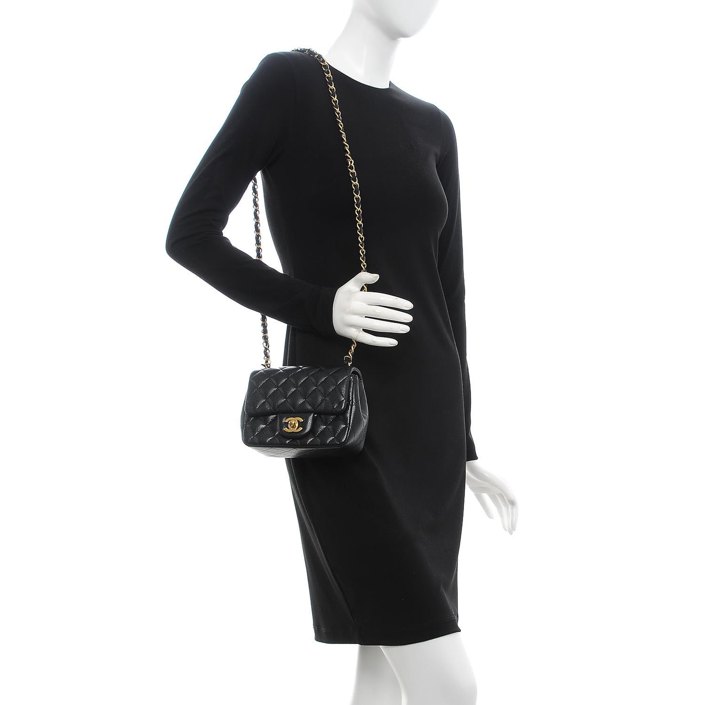 Caviar Quilted Mini Square Flap Black
