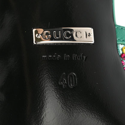 Gucci Tela Retino Nappa Crystal GG Monogram Square G 95mm Slide Sandals 40 Turquoise 8 of 9