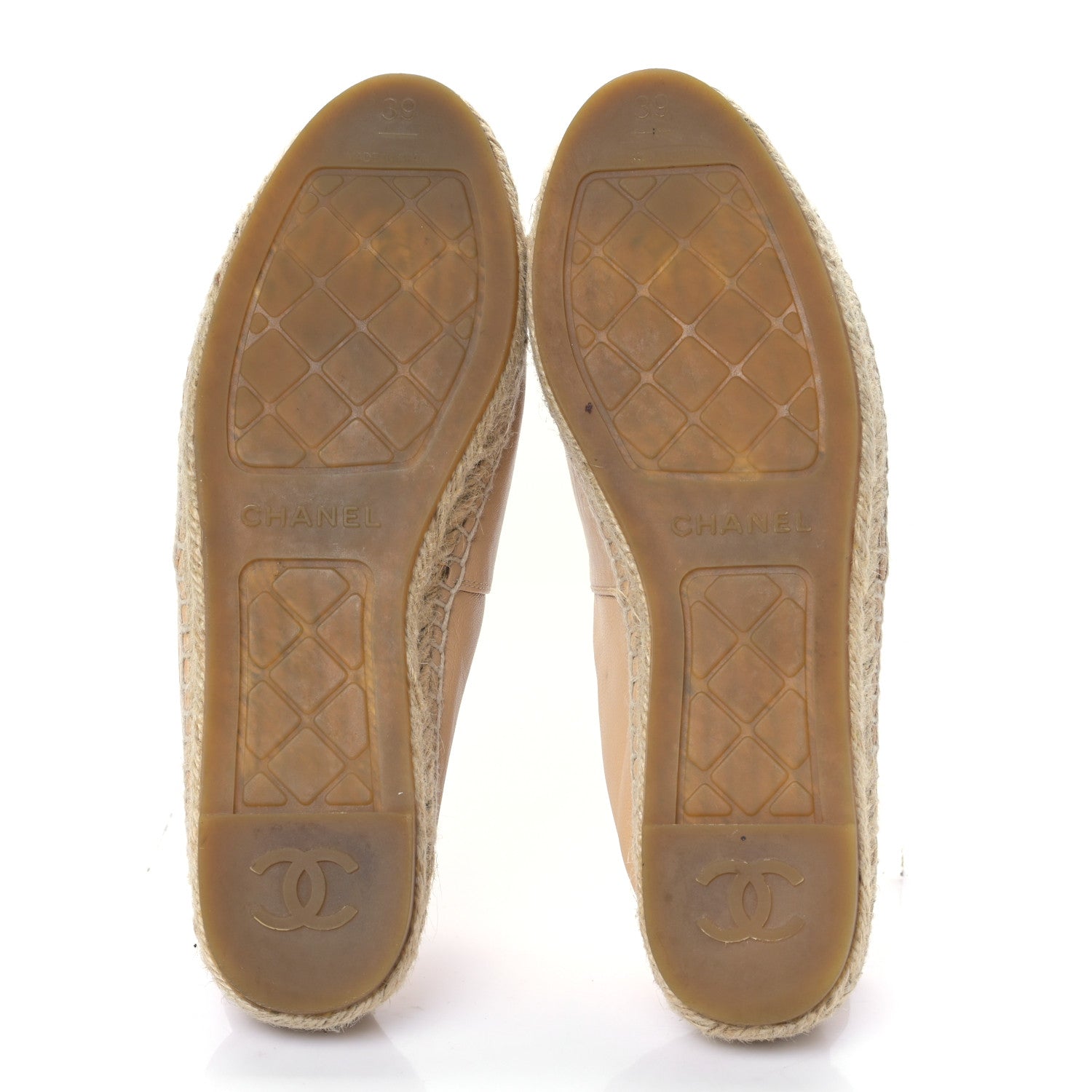 Chanel Lambskin CC Espadrilles 39 Beige Black 5 of 8