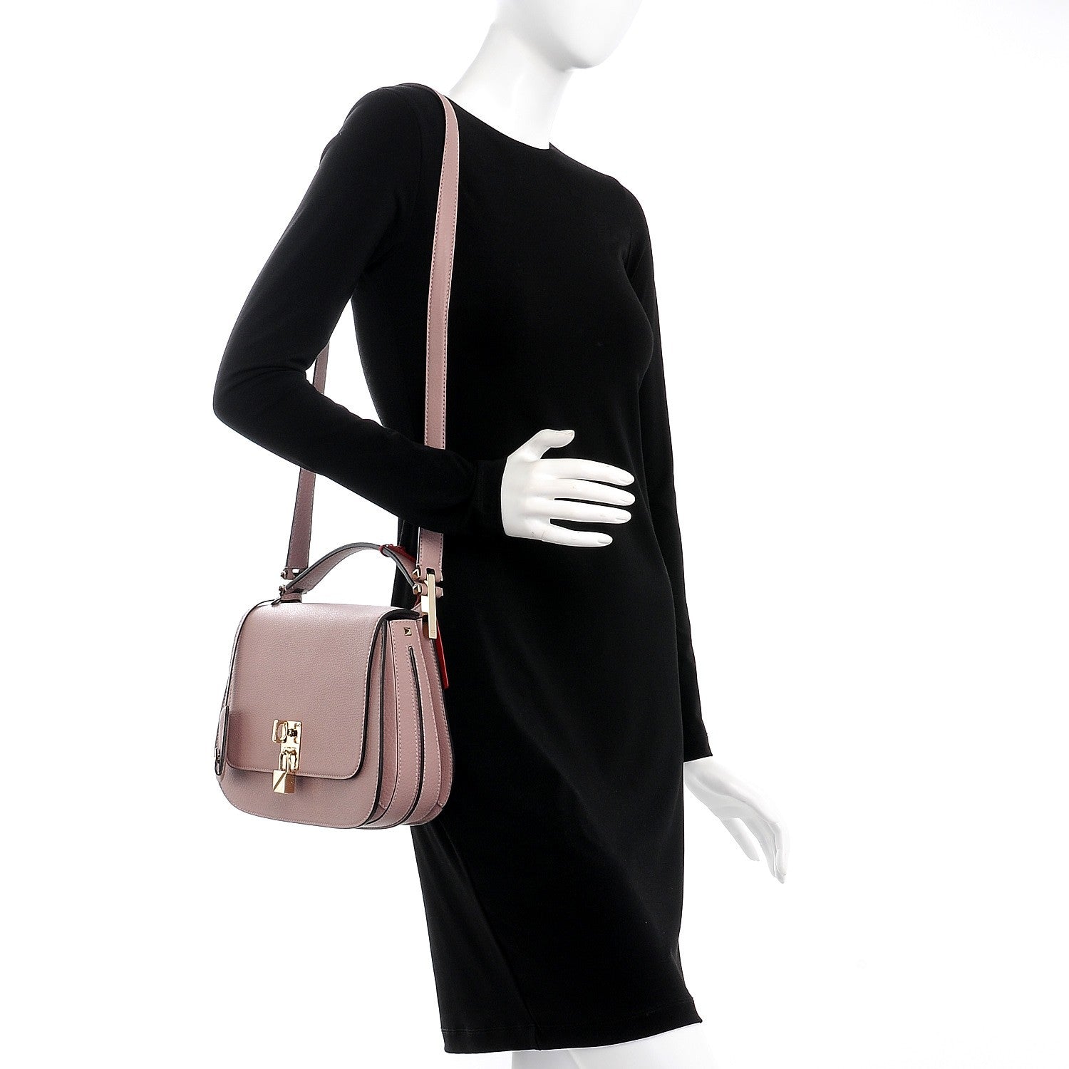 Valentino Garavani Pebbled Calfskin Joylock Flap Messenger Bag Lipstick 2 of 8