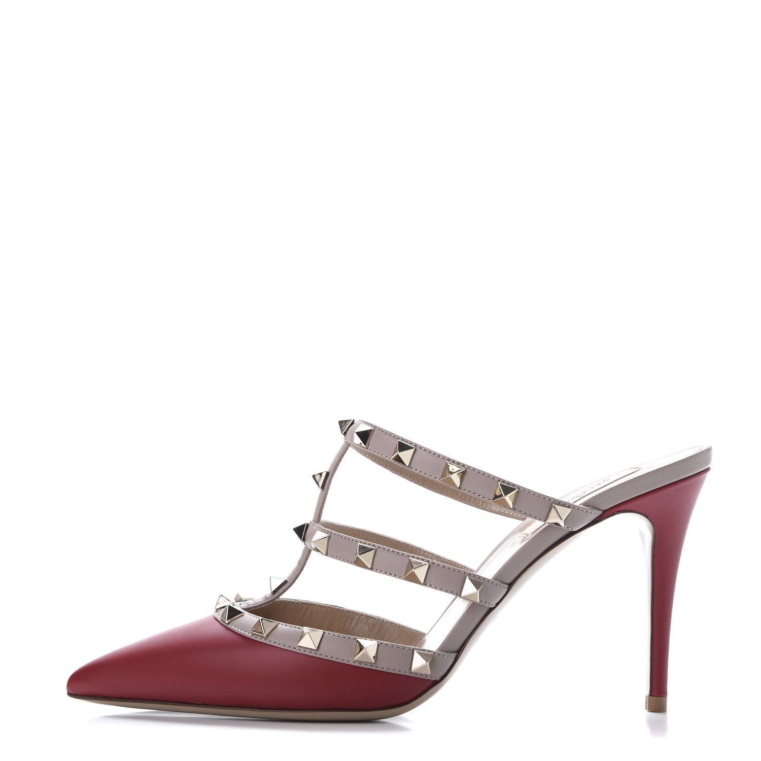 Valentino Garavani Calfskin Rockstud 90mm Cage Mules 39.5 Rosso Valentino Poudre 1 of 11
