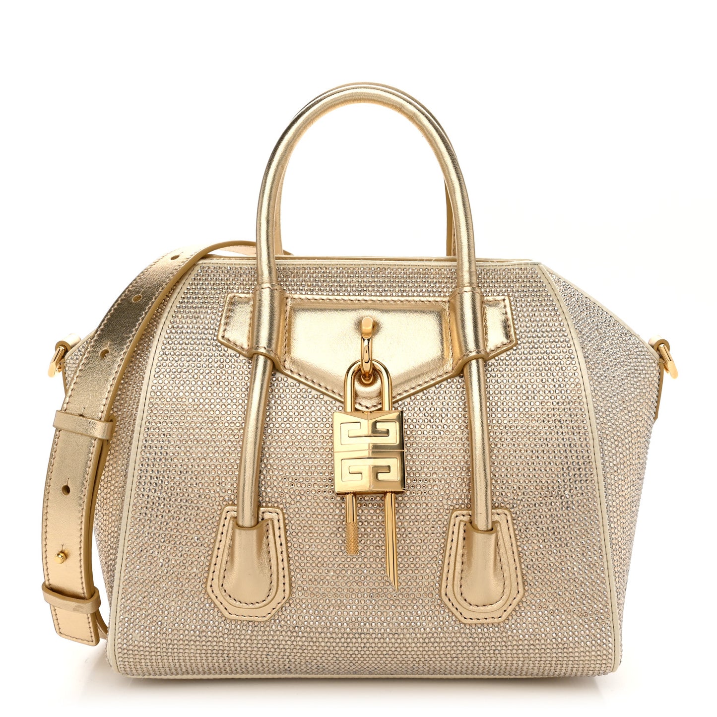 Crystal Embellished Mini Lock Antigona Shoulder Bag Blond