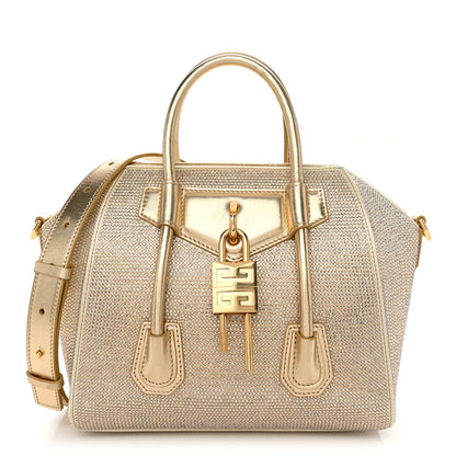 Givenchy Crystal Embellished Mini Lock Antigona Shoulder Bag Blond 1 of 10